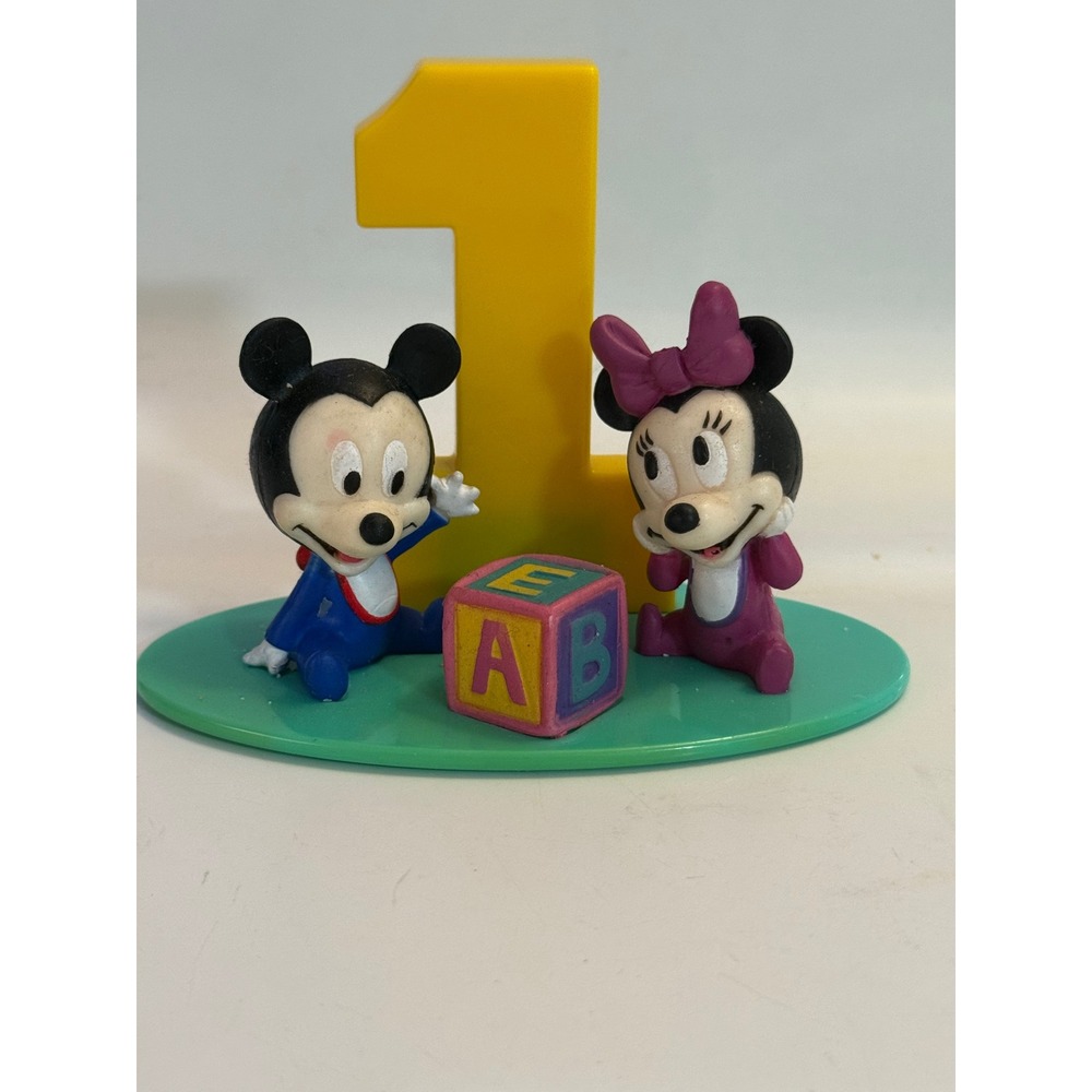 Disney DecoPac Baby Mickey Minnie Mouse 1st Birthday Cake Topper Figurine